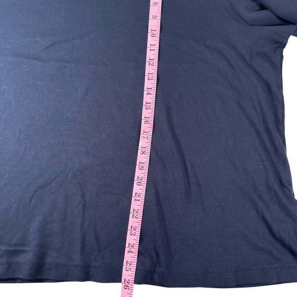 Lands End Women's Plus Size Relaxed Cotton Long Sleeve Mock Turtleneck 2X Navy - Picture 7 of 10